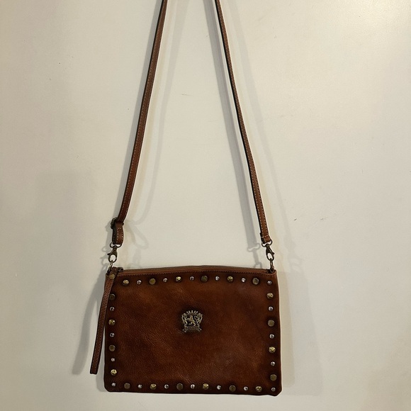 Pratesi Handbags - Pratesi Brown Italian Leather crossbody studded‎ Bag